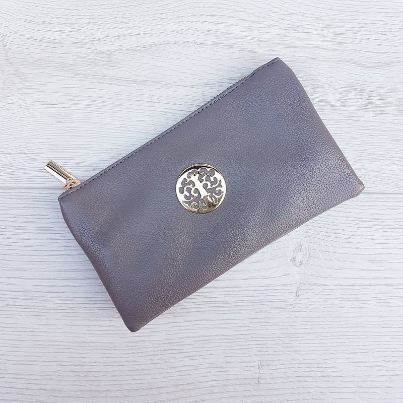 grey clutch bag