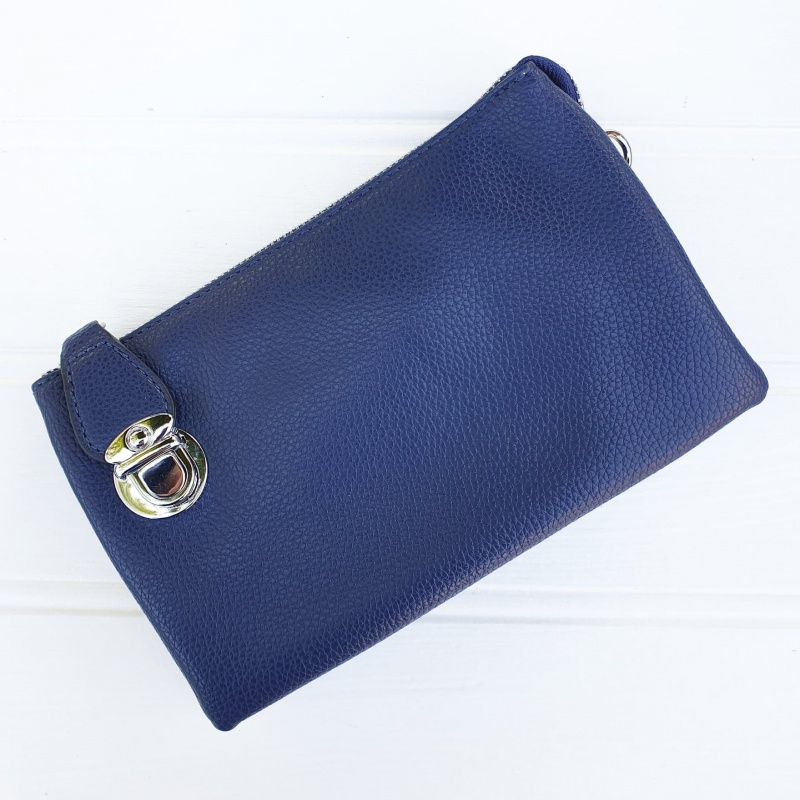 large navy blue clutch bag