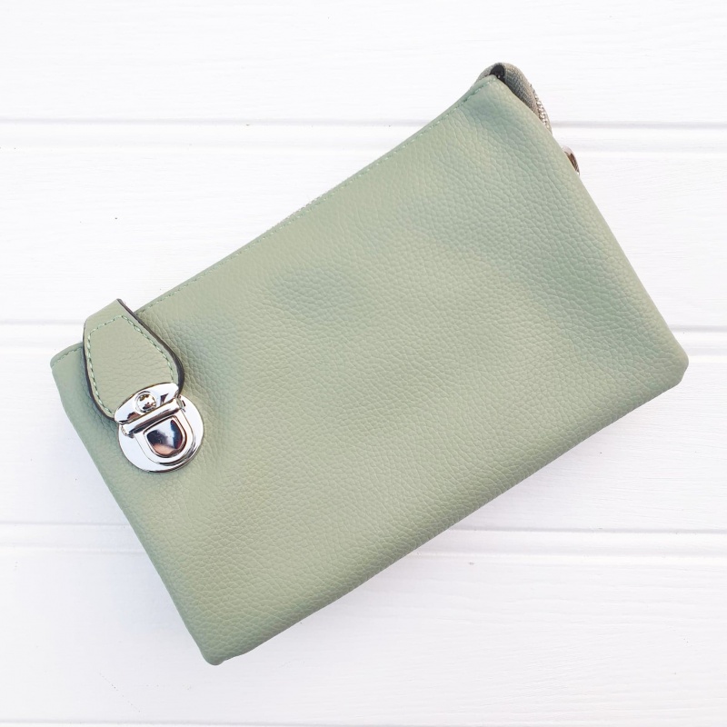 sage green clutch bag