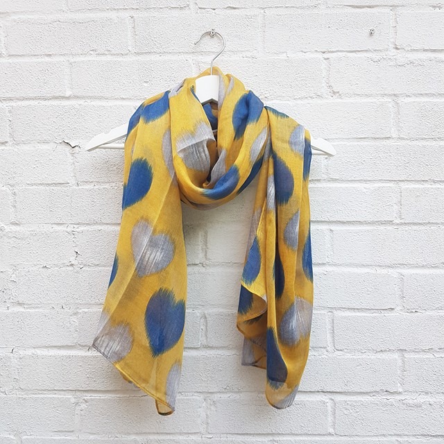 mustard navy scarf